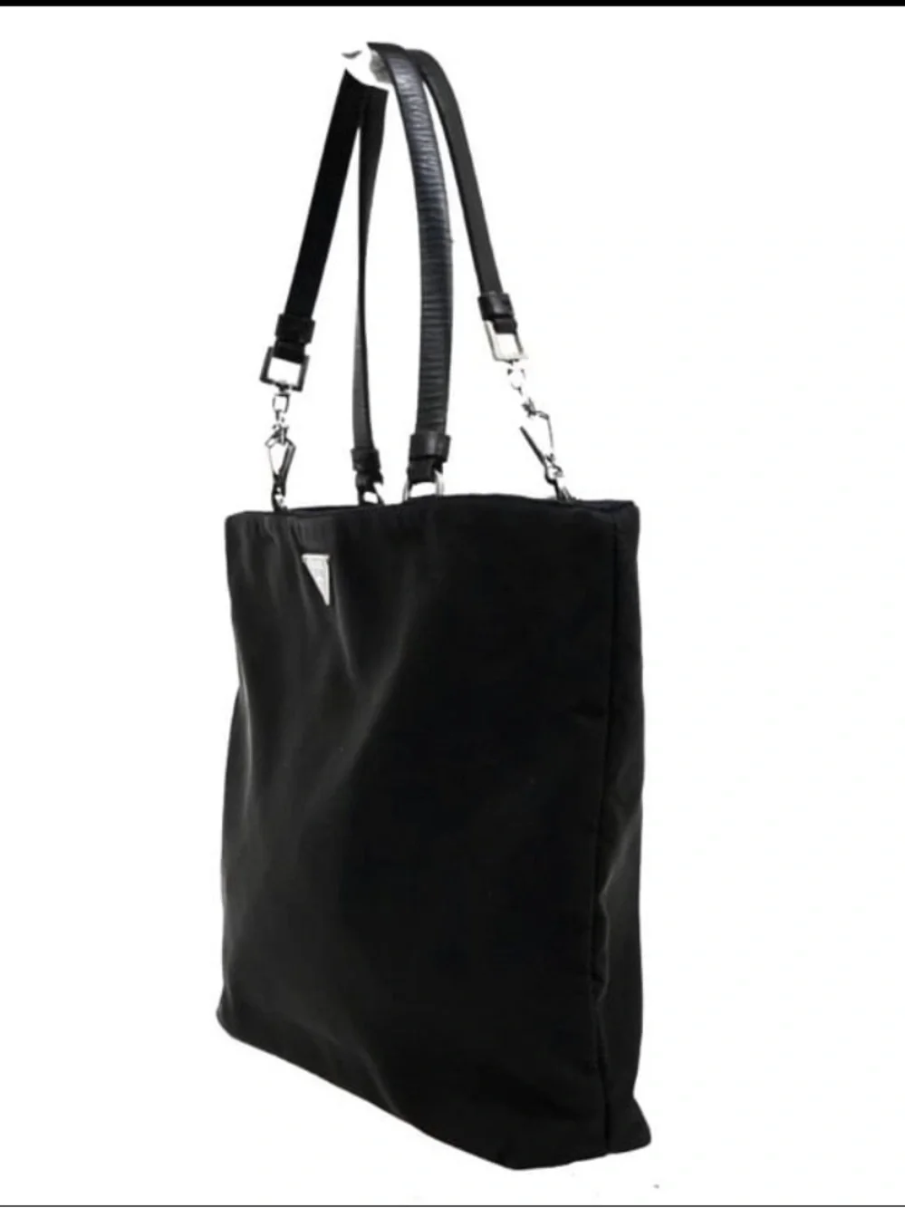 PRADA⭐️Vintage Black Nylon Tote with Leather Handles with silver! Offers welcome